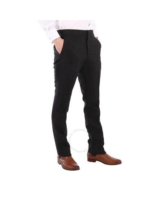 Burberry Black Embellished Mohair Wool Classic Fit Tailored Trousers for men