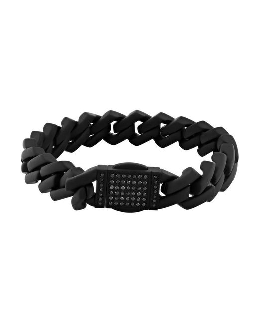 Robert Alton Black 1/2Ctw Diamond Stainless Steel With Matte Finish Link Bracelet for men