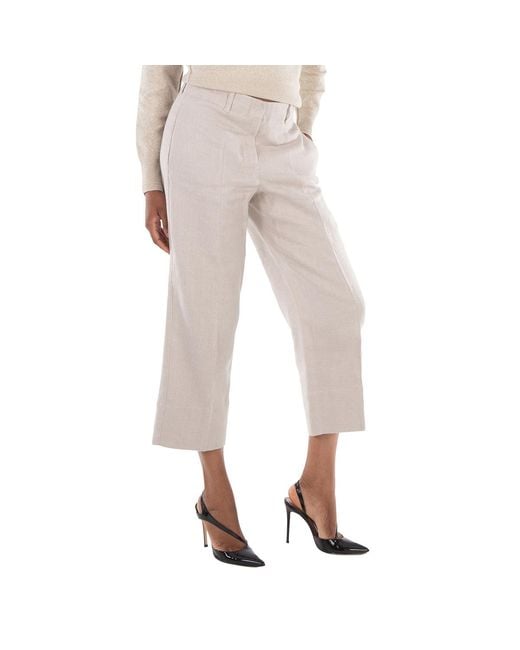 Max Mara Natural Cadice Linen-Blend Trousers