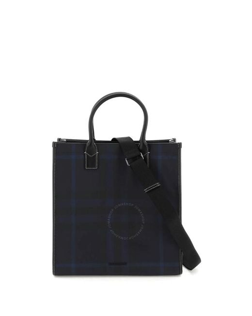 Burberry Black Check Pattern Slim Vertical Denny Tote for men