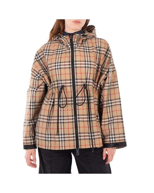 Burberry Brown Vintage Check Motif Polyester Jacket