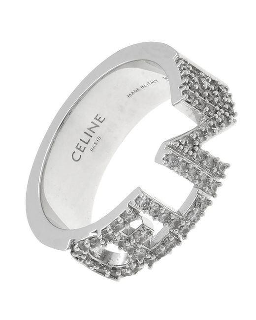 Céline Metallic Monochroms Strass Ring