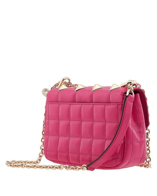 Michael Kors Pink Soho Small Studded Quilted Patent Leather Shoulder Bag
