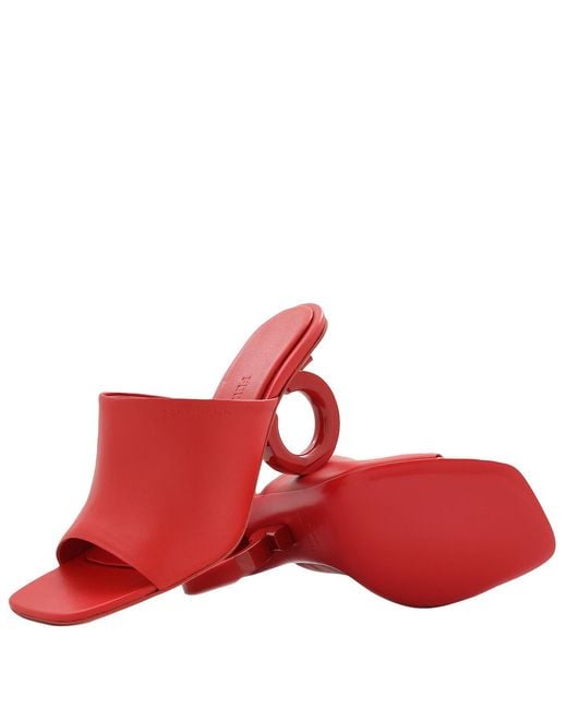 Ferragamo Red Ferragamo Ladies Nappa Astro 70 Elinda Slide Sandals