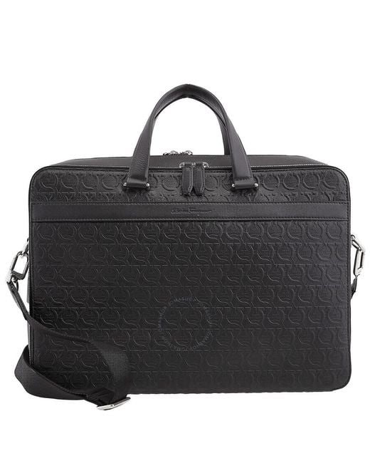 Ferragamo Black Gancini Briefcase for men