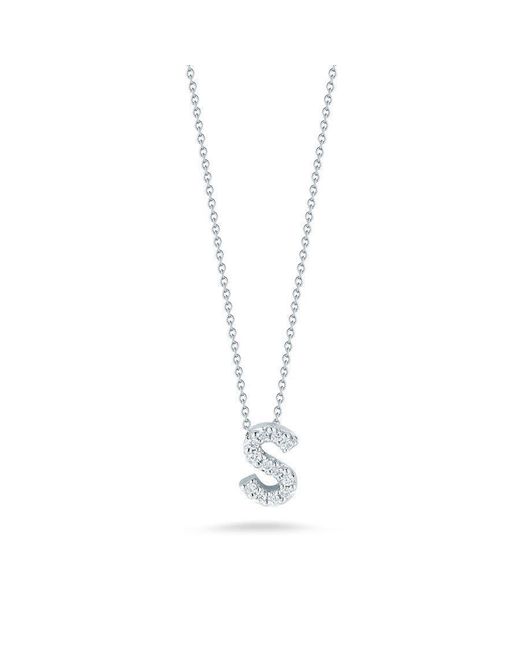 Roberto Coin Metallic 18k White Gold Tiny Treasures Diamond Letter S Pendant
