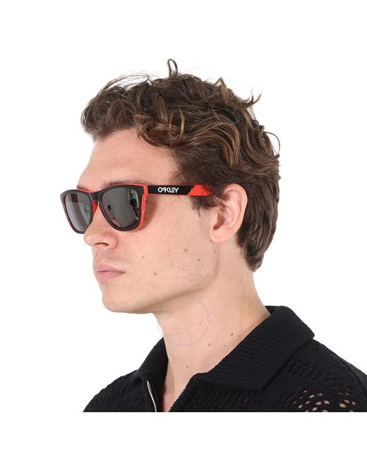 Oakley Black Frogskins Grey Square Sunglasses Oo9245 924590 54 for men
