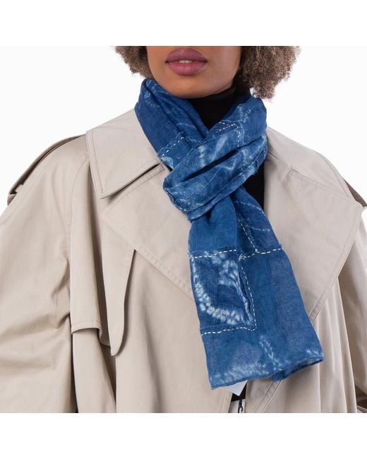 Polo Ralph Lauren Blue Patchwork Linen Scarf
