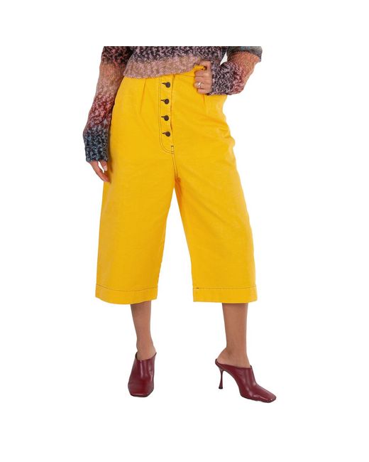 Loewe Yellow Contrast Stitch Culottes, Brand Size 36 (Us