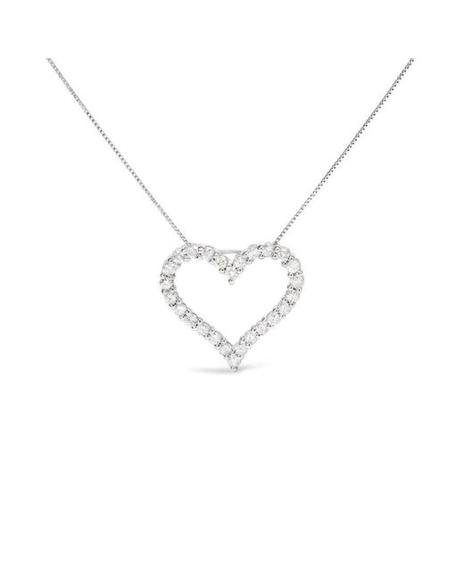 Haus of Brilliance Metallic 925 Sterling 2.0 Cttw Diamond Open Heart 18" Pendant Necklace (I-J I2-I3