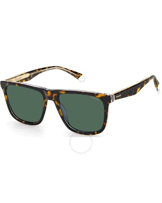 Polaroid Green Polarized Square Sunglasses Pld 2102/s/x 0krz/uc 55 for men