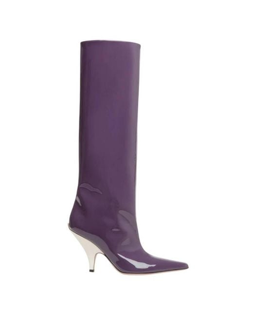 Bally Purple Katy Patent Leather Long Boots, Brand Size 38 Us