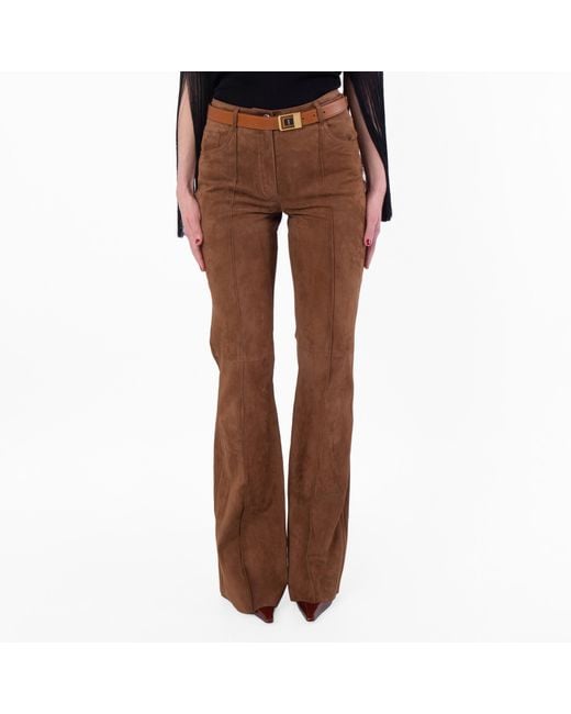 Ferragamo Brown Ferragamo Suede Flared Pants