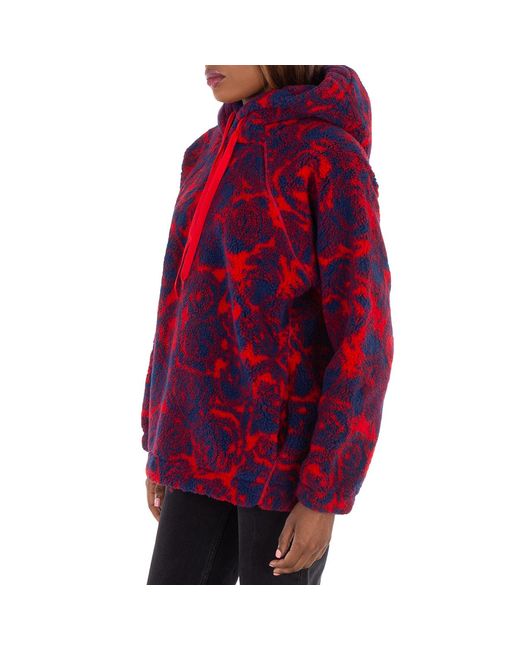 Burberry Purple Floral Pattern Drawstring Hoodie for men