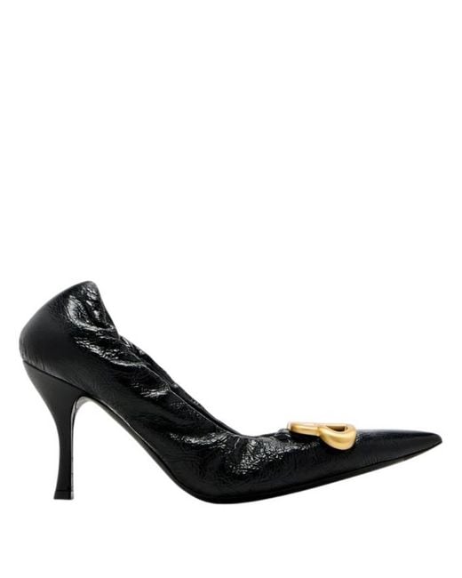 Balenciaga Black Monaco Bb Leather Pumps, Brand Size 39 Us