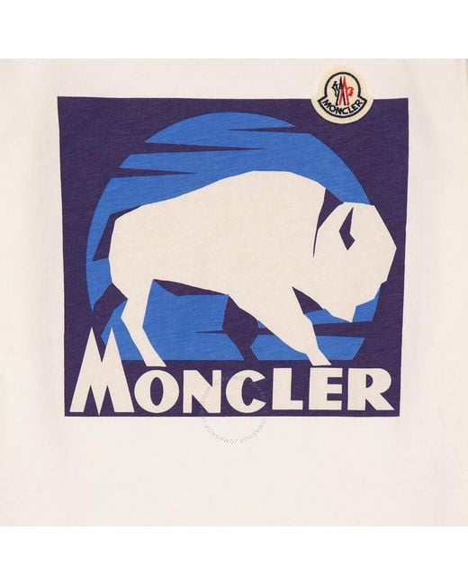 Moncler Blue Boys Natural Graphic Print Long-sleeve T-shirt for men