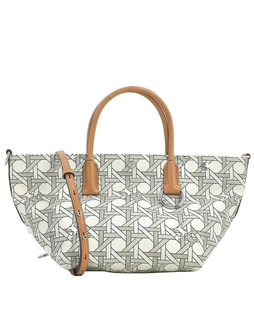 Tory Burch Multicolor Basketweave Printed Small Canvas Tote Bag