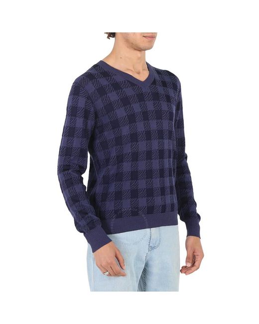 Roberto Cavalli Blue Zebra Vichy Jacquard Sweater for men