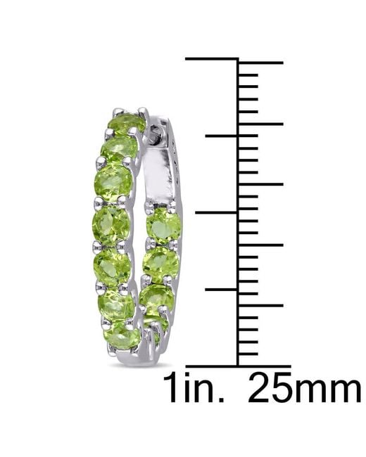 Amour Green 3 4/5 Ct Tgw Peridot Inside Outside Hoop Earrings for men