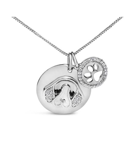 Haus of Brilliance Metallic Sterling 1/5 Cttw And Diamond Beagle Dog Medallion And Charm 18" Pendant Necklace for men