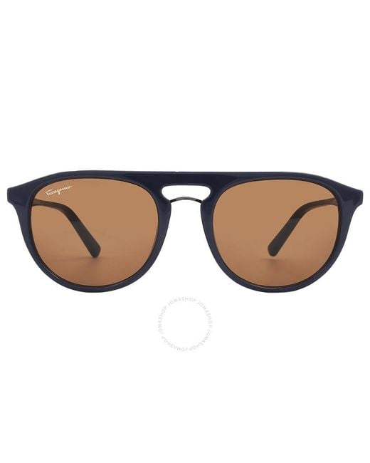 Ferragamo Blue Amber Oval Sunglasses Sf1090s 414 54 for men