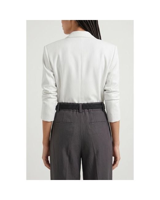 Brunello Cucinelli Gray Woven Belt With Buckle for men