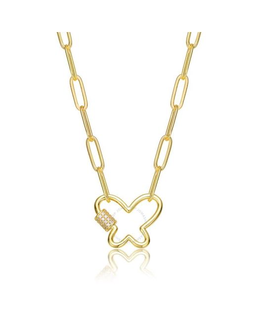 Rachel Glauber Metallic 14k Gold Plated Cubic Zirconia Charm Necklace