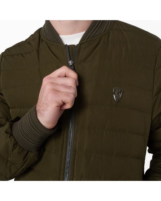 Burberry Green B Shield Logo Down Bomber Jacket for men