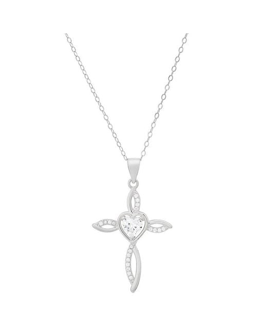 Kylie Harper Metallic Sterling Heart-Cut Swirling Cross Cz Pendant for men