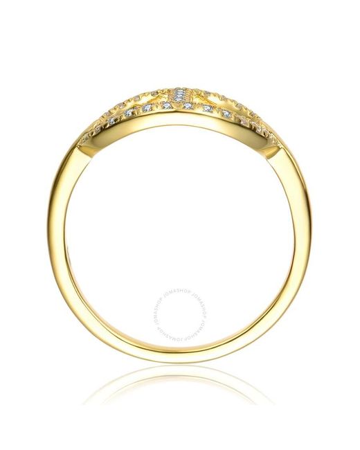 Rachel Glauber Metallic 14k Gold Plated Cubic Zirconia Modern Ring