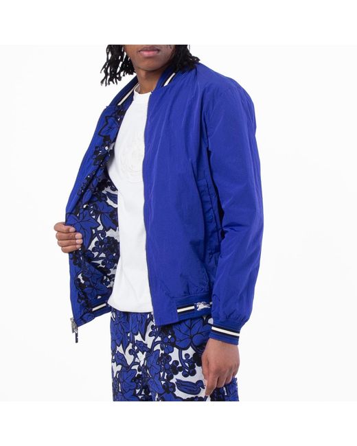 Burberry Blue Reversible Ivy Print Bomber Jacket for men