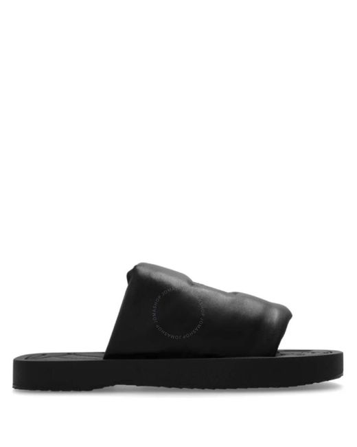 Burberry Black Knight Motif Ekd Slab Leather Slides, Brand Size 40 (Us for men