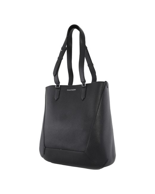 McQueen Black Medium Edge Tote Bag for men