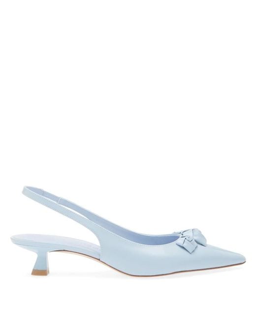 Stuart Weitzman Blue Rosie 35 Leather Slingbacks