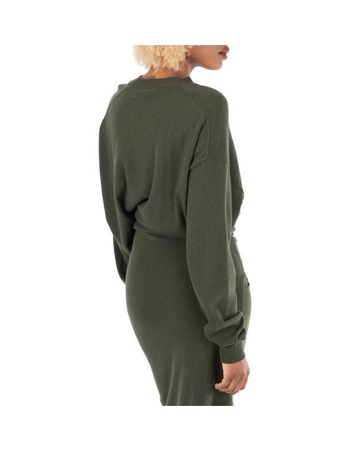 KENZO Green Ladies Dark Khaki Asymmetric Hem Knit Jumper