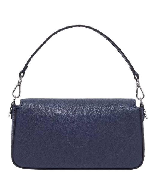 Fendi Blue Iconic Front Flap Baguette Bag