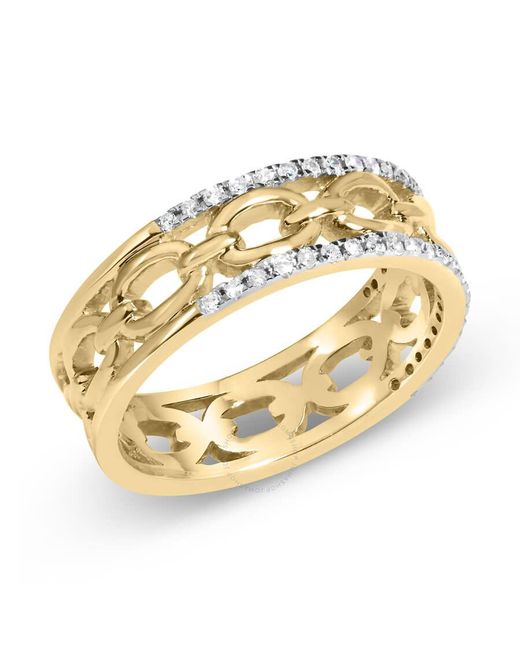 Haus of Brilliance Metallic 10K 1/5 Cttw Diamond Two Row Cuban Link Ring (I-J Color, I2-I3 Clarity)