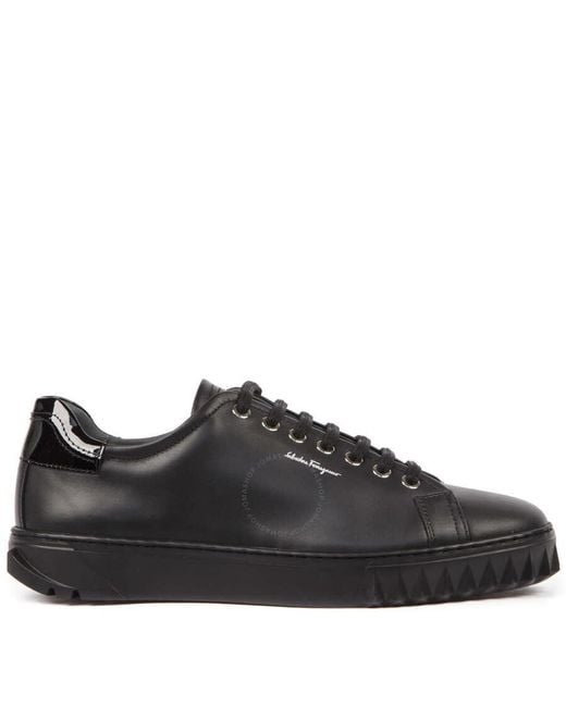 Ferragamo Black Salvatore Low-top Leather Sneakers for men