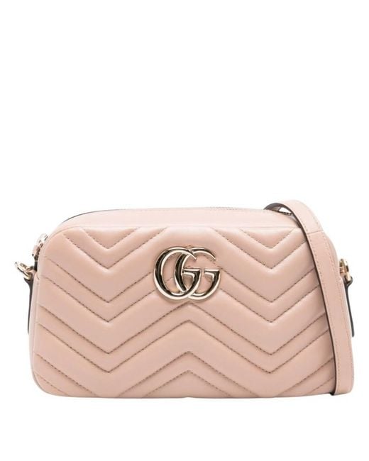 Gucci Pink Gg Marmont Small Leather Camera Bag