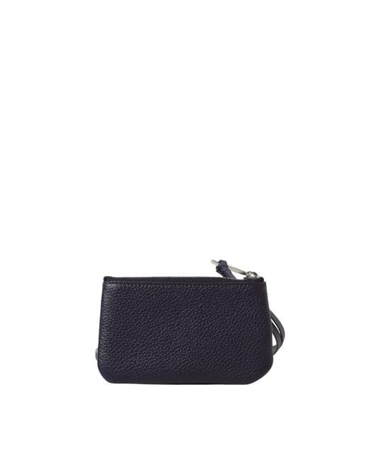 Ferragamo Blue Cut-Out Leather Zip Pouch for men