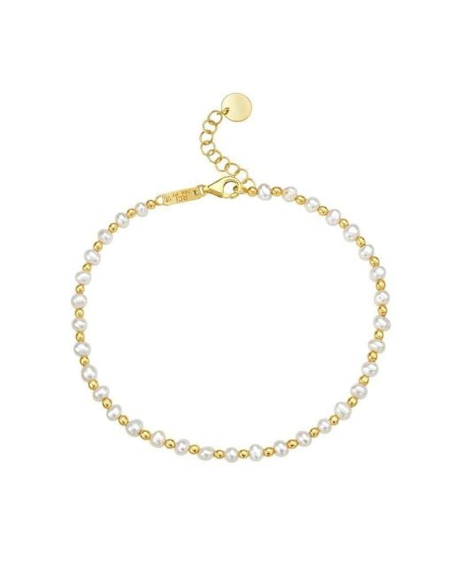 Tresorra Metallic 14K Pearl Bead Bracelet