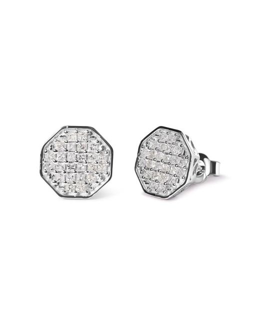 Haus of Brilliance Metallic 10K 7/8 Cttw Princess Diamond Composite Octagon Shaped Stud Earrings (I-J Color, I1-I2 Clarity)