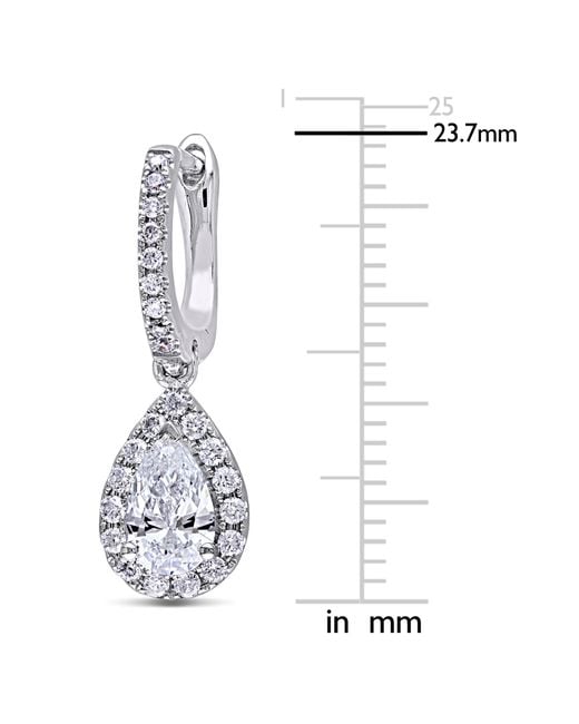 Amour White 1 2/5 Ct Tw Pear Shaped Halo Diamond Leverback Earrings
