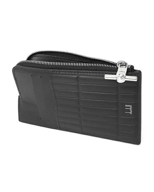 Dunhill Black Rollagas Leather Zip Card Case for men