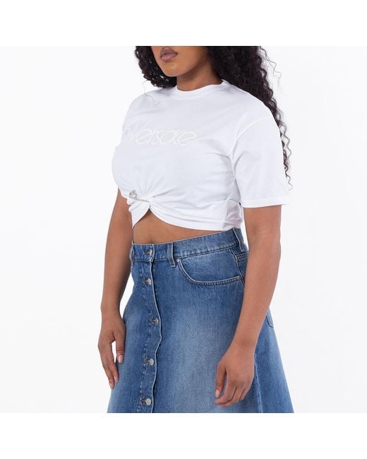 Versace White 1978 Re-Edition Logo Safety Pin T-Shirt
