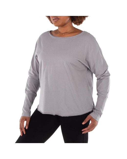 The Good Tee Gray The Effortless V-Neck Long Sleeve Tee