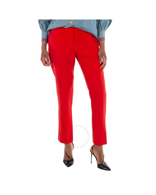 Burberry Red Bright Wool Straight-fit Tailo Trousers
