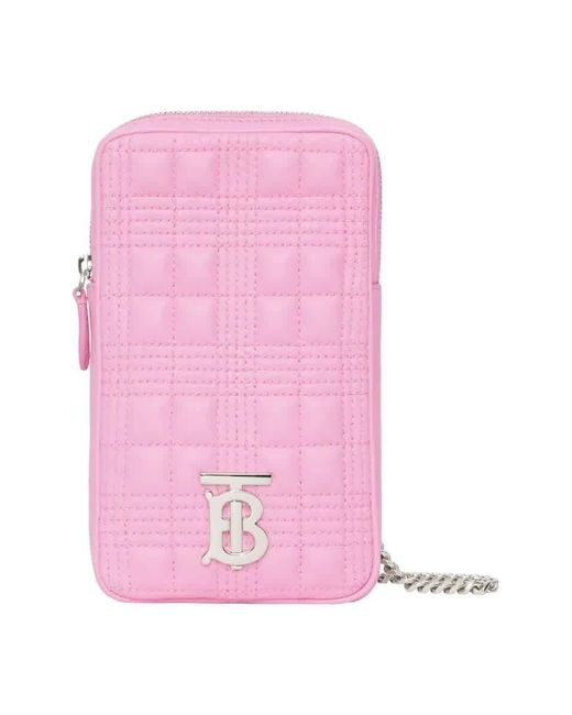 Burberry Pink Mini Vertical Lola Logo Quilted Leather Shoulder Bag