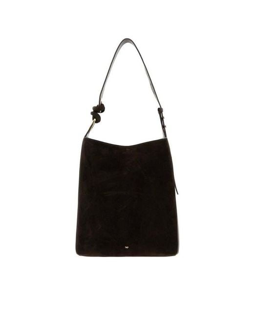 Anya Hindmarch Black Suede Ringo Bucket Bag Truffle Borse A Secchiello