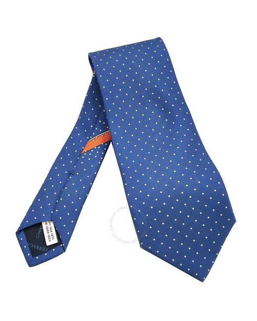 Ferragamo Blue Classic Polka Dot Silk Tie for men